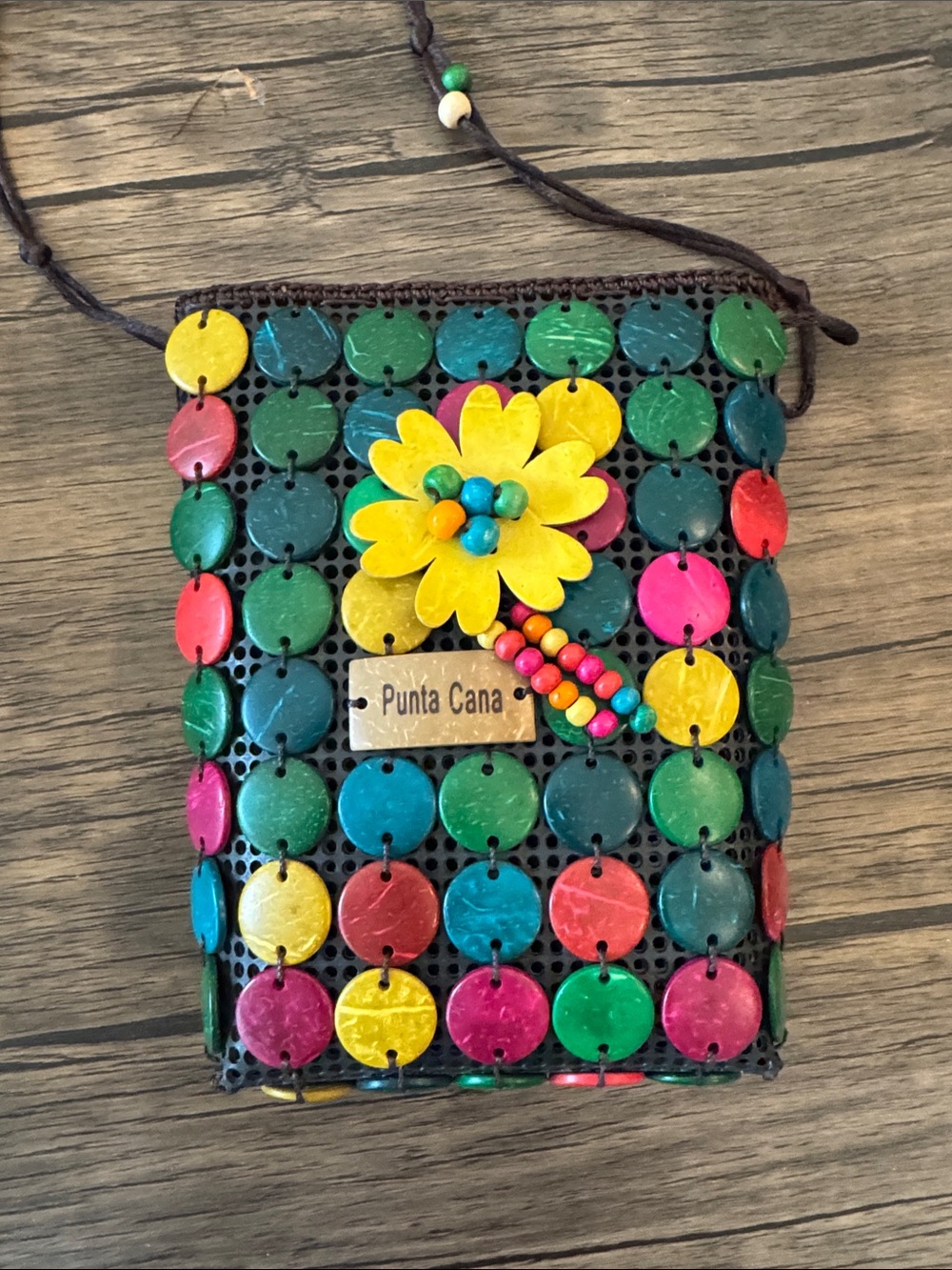 Multicolor Beaded Crossbody Bag with Flower Accent